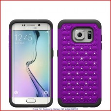 Samsung Galaxy S7 Edge - Heavy Duty Hybrid Bling Bling Protective Phone Cover Case - Purple